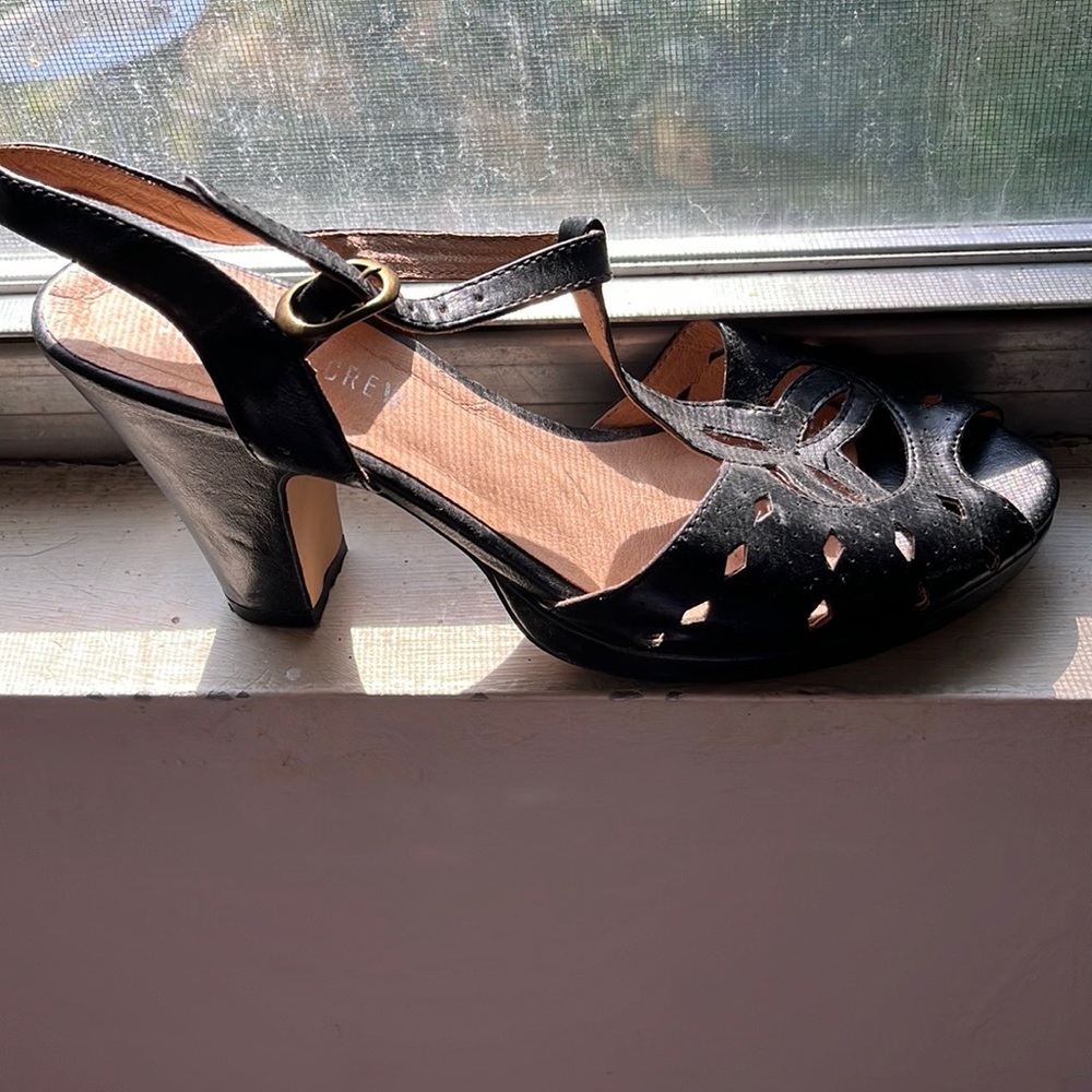 Chelsea Crew black platform peep toe